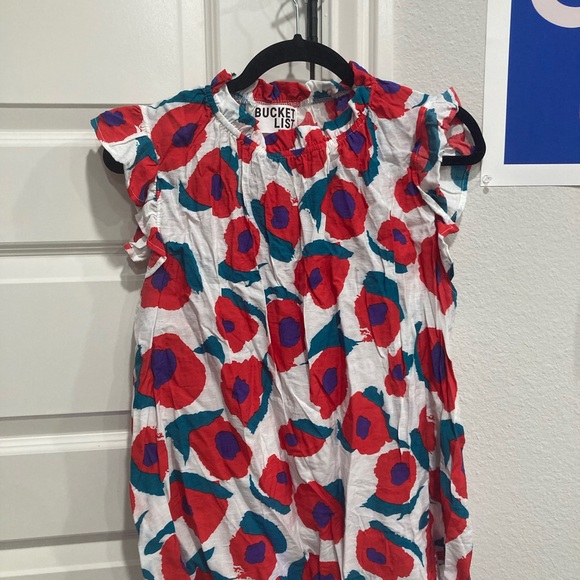 BUCKETLIST Red and Blue Floral Top - Picture 1 of 5